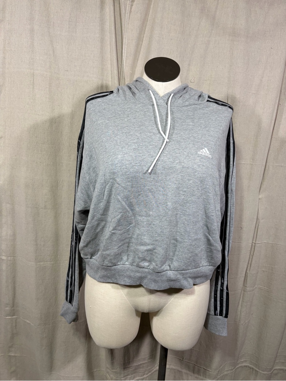 Adidas Gray Animal Print Cropped Hoodie